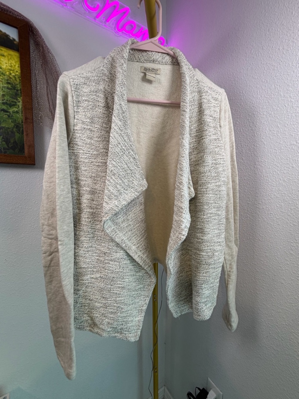 Lucky Brand Cozy Open-Front Women's Sweater Cardigan - Gray Glitter Size Small